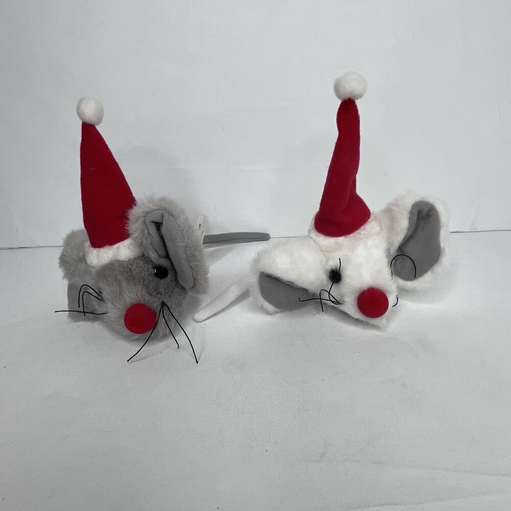 Lot Of 2 Ganz Merry Mouse Plush 4" Christmas Santa Hat
